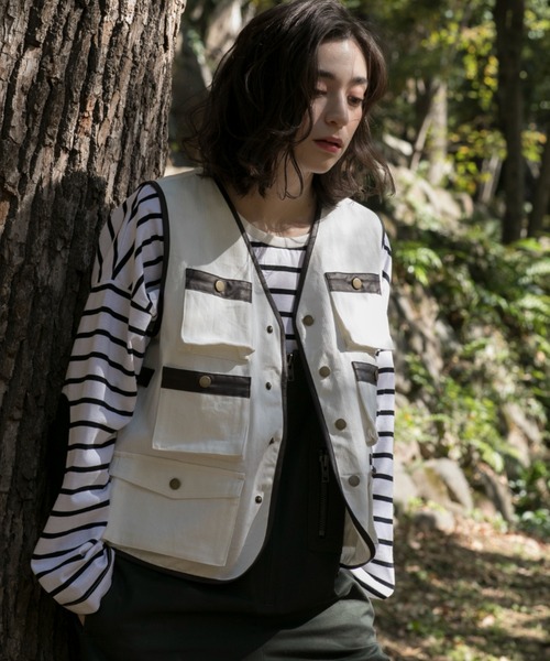 S'more（スモア）の「6POCKETS COTTON 100% VEST（ベスト・メンズ・ホワイト/ブラウン/ベージュ・SMALL/X-LARGE/MEDIUM/LARGE）」の12枚目の写真