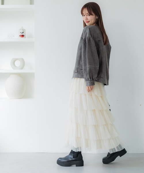 coca(coca)(コカ)の「デニムボリュームスリーブジャケット(デニムジャケット・レディース・ブルー/ライトブルー/アイボリー/ライトグレー/インディゴブルー/ライトベージュ/ライトピンク・ONE SIZE/L/M)」の15枚目の写真