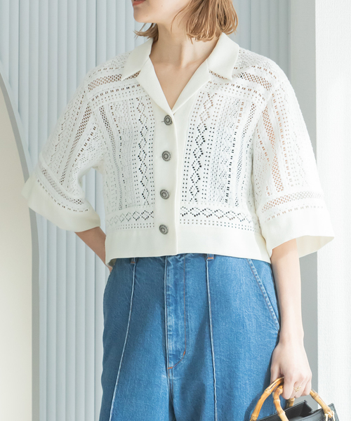 U by SPICK&SPAN（ユーバイスピックアンドスパン）の「ビスケットレース シャツ（シャツ/ブラウス・レディース・ブラック/ホワイト/キャメル・FREE）」の11枚目の写真