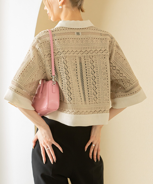 U by SPICK&SPAN（ユーバイスピックアンドスパン）の「ビスケットレース シャツ（シャツ/ブラウス・レディース・ブラック/ホワイト/キャメル・FREE）」の12枚目の写真