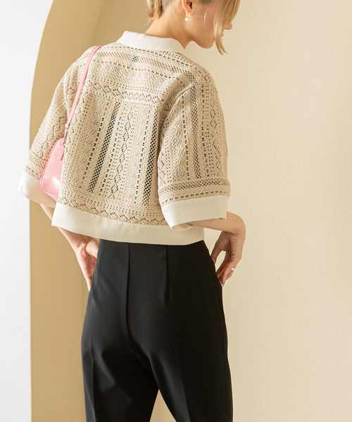 U by SPICK&SPAN（ユーバイスピックアンドスパン）の「ビスケットレース シャツ（シャツ/ブラウス・レディース・ブラック/ホワイト/キャメル・FREE）」の6枚目の写真