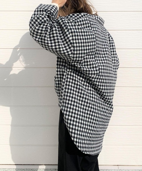 Q(キュー)の「コットンヘリンボーン オーバーシャツ(シャツ/ブラウス・レディース・アイボリー/ブラック系・MEDIUM)」の7枚目の写真