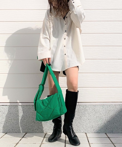 Q(キュー)の「コットンヘリンボーン オーバーシャツ(シャツ/ブラウス・レディース・アイボリー/ブラック系・MEDIUM)」の4枚目の写真