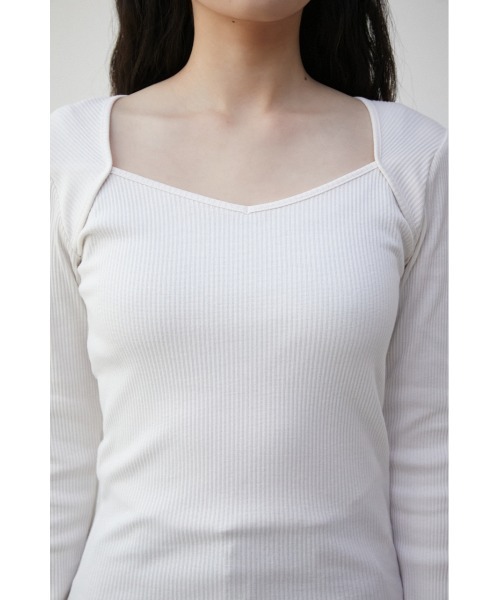 AZUL by moussy（アズールバイマウジー）の「IRREGULAR NECK LAYERED TOPS/イレギュラーネックレイヤードトップス（Tシャツ/カットソー・レディース・オフホワイト/ブラック/ライム・SMALL/MEDIUM）」の10枚目の写真