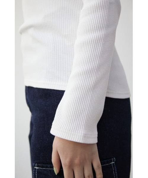 AZUL by moussy（アズールバイマウジー）の「IRREGULAR NECK LAYERED TOPS/イレギュラーネックレイヤードトップス（Tシャツ/カットソー・レディース・オフホワイト/ブラック/ライム・SMALL/MEDIUM）」の12枚目の写真