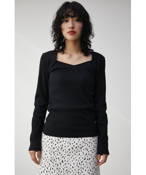 AZUL by moussy（アズールバイマウジー）の「IRREGULAR NECK LAYERED TOPS/イレギュラーネックレイヤードトップス（Tシャツ/カットソー・レディース・オフホワイト/ブラック/ライム・SMALL/MEDIUM）」の16枚目の写真