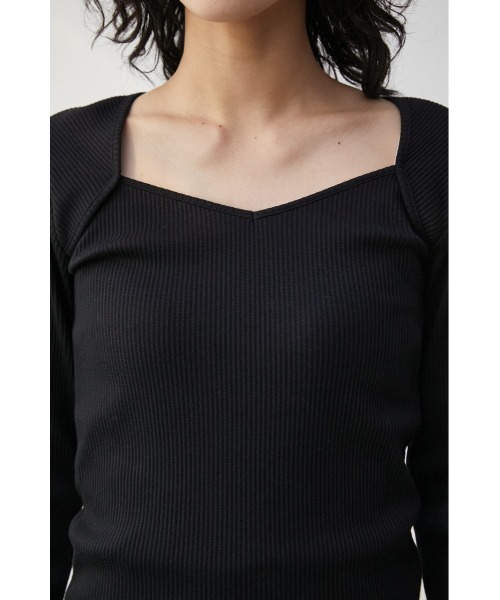 AZUL by moussy（アズールバイマウジー）の「IRREGULAR NECK LAYERED TOPS/イレギュラーネックレイヤードトップス（Tシャツ/カットソー・レディース・オフホワイト/ブラック/ライム・SMALL/MEDIUM）」の19枚目の写真