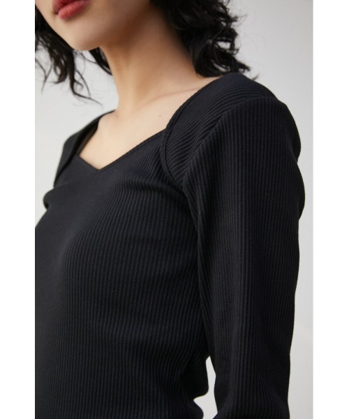 AZUL by moussy（アズールバイマウジー）の「IRREGULAR NECK LAYERED TOPS/イレギュラーネックレイヤードトップス（Tシャツ/カットソー・レディース・オフホワイト/ブラック/ライム・SMALL/MEDIUM）」の20枚目の写真