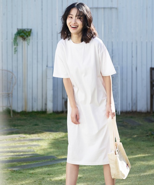 JEANS MATE(ジーンズメイト)の「汗染みの目立ちにくいTシャツ ZEROSTAIN ゼロステイン 撥水性 UVカット Tシャツワンピース(ワンピース・レディース・ダークベージュ/ダークブルー/ホワイト/ピンク系その他/ブラック/グレー・MEDIUM/LARGE)」の11枚目の写真