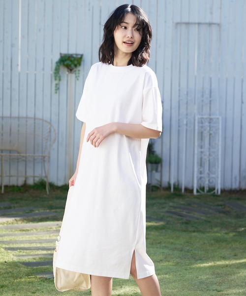 JEANS MATE(ジーンズメイト)の「汗染みの目立ちにくいTシャツ ZEROSTAIN ゼロステイン 撥水性 UVカット Tシャツワンピース(ワンピース・レディース・ダークベージュ/ダークブルー/ホワイト/ピンク系その他/ブラック/グレー・MEDIUM/LARGE)」の15枚目の写真