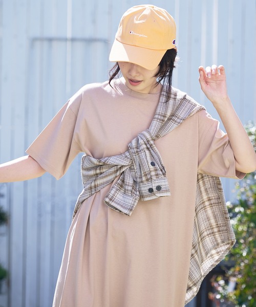 JEANS MATE(ジーンズメイト)の「汗染みの目立ちにくいTシャツ ZEROSTAIN ゼロステイン 撥水性 UVカット Tシャツワンピース(ワンピース・レディース・ダークベージュ/ダークブルー/ホワイト/ピンク系その他/ブラック/グレー・MEDIUM/LARGE)」の8枚目の写真