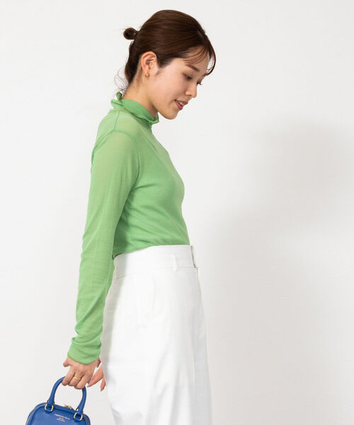 NOLLEY’S（ノーリーズ）の「シアーハイネックプルオーバーカットソー（Tシャツ/カットソー・レディース・グリーン/オフホワイト/イエロー・38）」の5枚目の写真