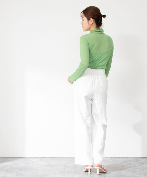 NOLLEY’S（ノーリーズ）の「シアーハイネックプルオーバーカットソー（Tシャツ/カットソー・レディース・グリーン/オフホワイト/イエロー・38）」の6枚目の写真