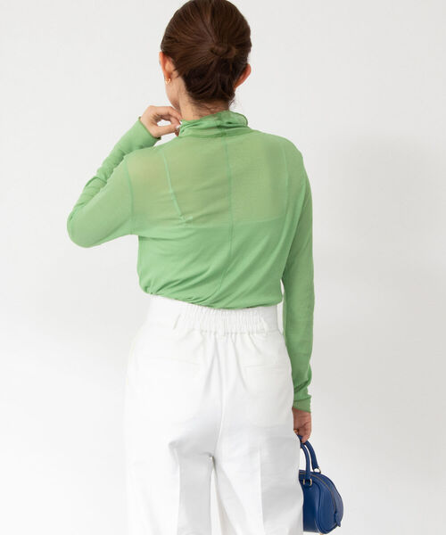 NOLLEY’S（ノーリーズ）の「シアーハイネックプルオーバーカットソー（Tシャツ/カットソー・レディース・グリーン/オフホワイト/イエロー・38）」の7枚目の写真