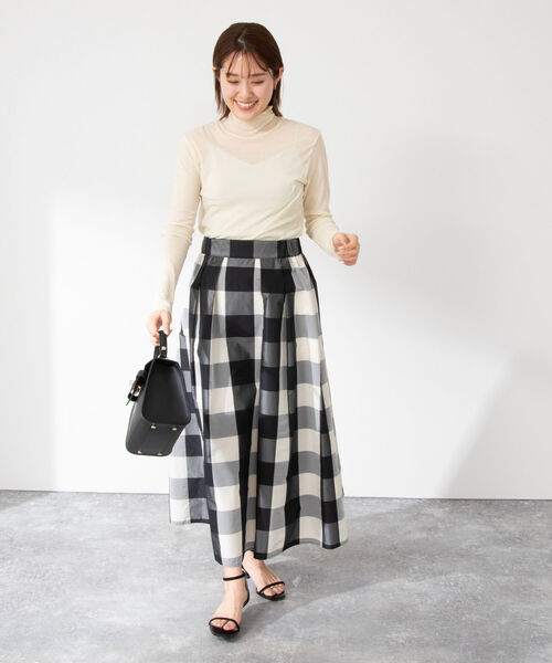 NOLLEY’S（ノーリーズ）の「シアーハイネックプルオーバーカットソー（Tシャツ/カットソー・レディース・グリーン/オフホワイト/イエロー・38）」の10枚目の写真