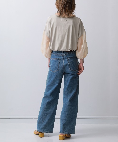 n'OrLABEL(ノアールレーベル)の「ドット柄シアー袖カットソー(Tシャツ/カットソー・レディース・グレイッシュベージュ/グレイッシュブルー/ブラック/オフホワイト/ネイビー・FREE)」の15枚目の写真