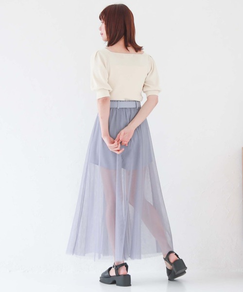 archives（アルシーヴ）の「フロントギャザー半袖ニット（ニット/セーター・レディース・アイボリー/ラベンダー/ブルー/ブラック・MEDIUM）」の10枚目の写真