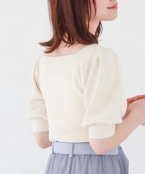 archives（アルシーヴ）の「フロントギャザー半袖ニット（ニット/セーター・レディース・アイボリー/ラベンダー/ブルー/ブラック・MEDIUM）」の6枚目の写真