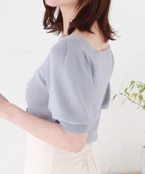 archives（アルシーヴ）の「フロントギャザー半袖ニット（ニット/セーター・レディース・アイボリー/ラベンダー/ブルー/ブラック・MEDIUM）」の14枚目の写真