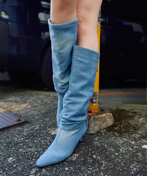 Yello デニムロングブーツ　L 完売品 楽天市場】【中古】YELLOデニムニーハイブーツ インディゴ サイズ：XL