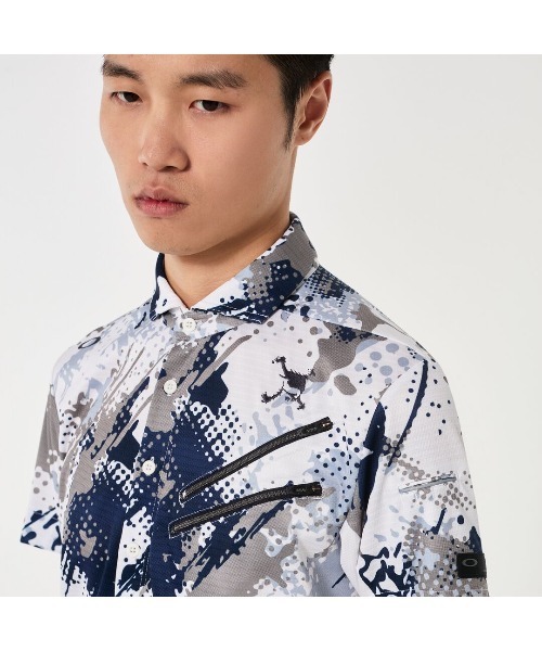 OAKLEY(オークリー)の「オークリー SKULL NOISY TONE SHIRT / ゴルフウェア/ポロシャツ / GOLF ゴルフ /OAKLEY(ポロシャツ・メンズ・ブルー系その他/ネイビー/ホワイト系その他/レッド・M/S/XL/L)」の3枚目の写真