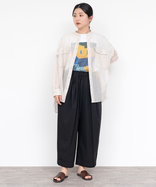 yuni（ユニ ）の「80/2強撚コットン ギャバゴムタックパンツ
