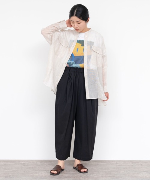 yuni（ユニ ）の「80/2強撚コットン ギャバゴムタックパンツ