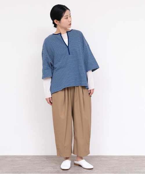 yuni（ユニ ）の「80/2強撚コットン ギャバゴムタックパンツ