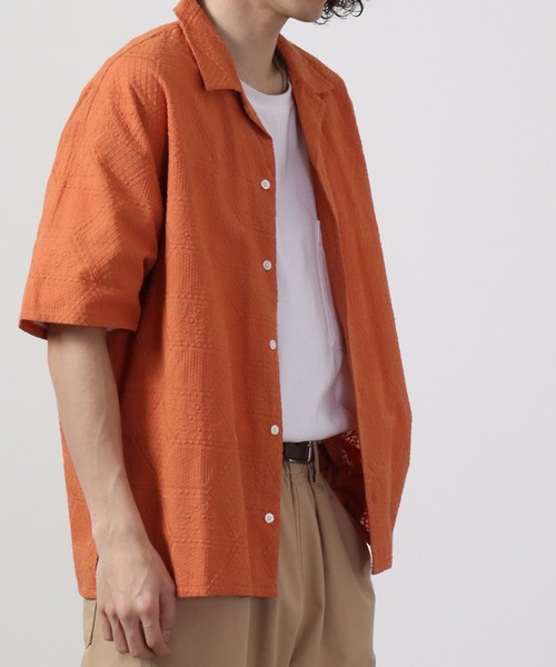many men many mind(メニーメンメニーマインド)の「ルーズシルエットジャガードオープンカラーシャツ 半袖(シャツ/ブラウス・メンズ・オレンジ/ブラック/グリーン・L/M)」の15枚目の写真