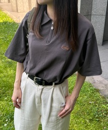 刺繍ロゴハーフジップポロTシャツ