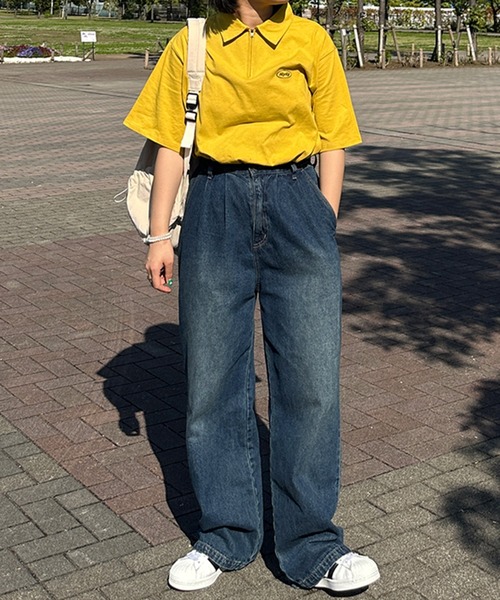 kutir(クティール)の「刺繍ロゴハーフジップポロTシャツ(Tシャツ/カットソー・レディース・オートミール/イエロー/アイボリー/チャコールグレー・FREE)」の22枚目の写真