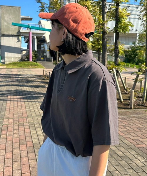 kutir(クティール)の「刺繍ロゴハーフジップポロTシャツ(Tシャツ/カットソー・レディース・オートミール/イエロー/アイボリー/チャコールグレー・FREE)」の7枚目の写真