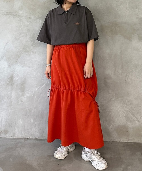 kutir(クティール)の「刺繍ロゴハーフジップポロTシャツ(Tシャツ/カットソー・レディース・オートミール/イエロー/アイボリー/チャコールグレー・FREE)」の5枚目の写真