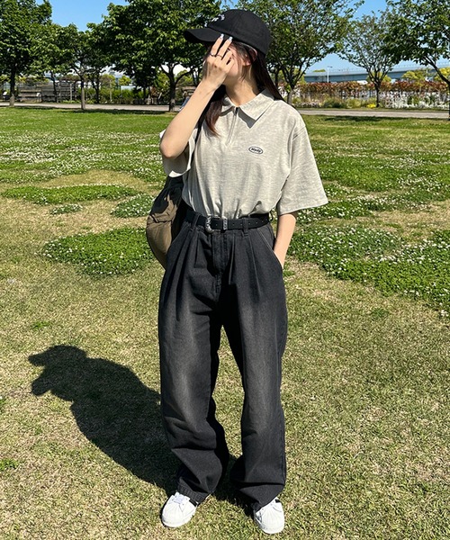 kutir(クティール)の「刺繍ロゴハーフジップポロTシャツ(Tシャツ/カットソー・レディース・オートミール/イエロー/アイボリー/チャコールグレー・FREE)」の16枚目の写真