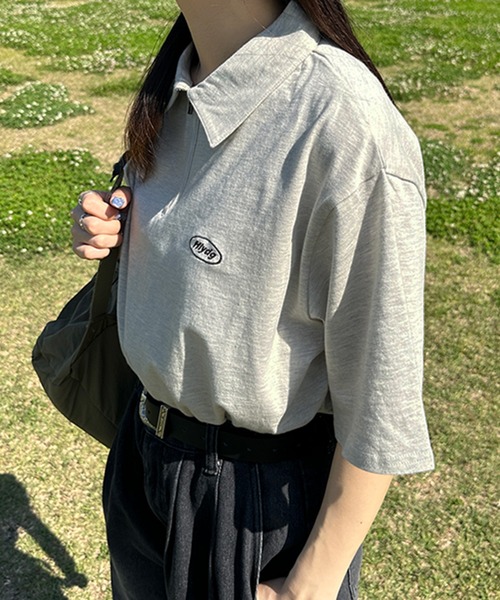 kutir(クティール)の「刺繍ロゴハーフジップポロTシャツ(Tシャツ/カットソー・レディース・オートミール/イエロー/アイボリー/チャコールグレー・FREE)」の14枚目の写真