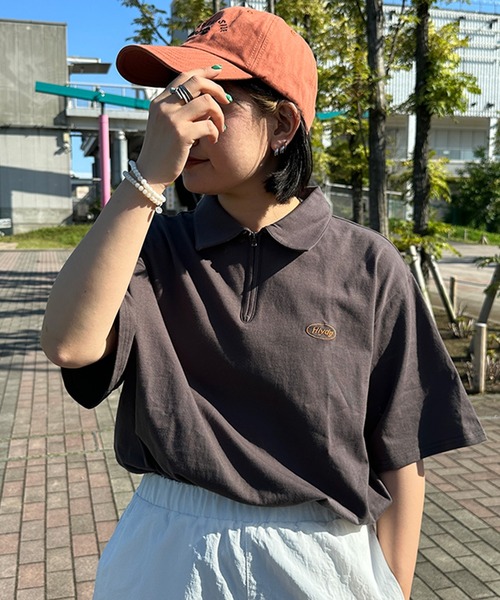 kutir(クティール)の「刺繍ロゴハーフジップポロTシャツ(Tシャツ/カットソー・レディース・オートミール/イエロー/アイボリー/チャコールグレー・FREE)」の6枚目の写真