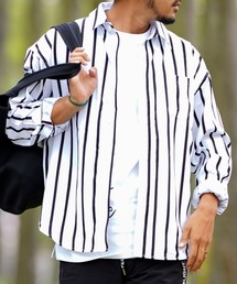 ルーズストライプロングシャツ