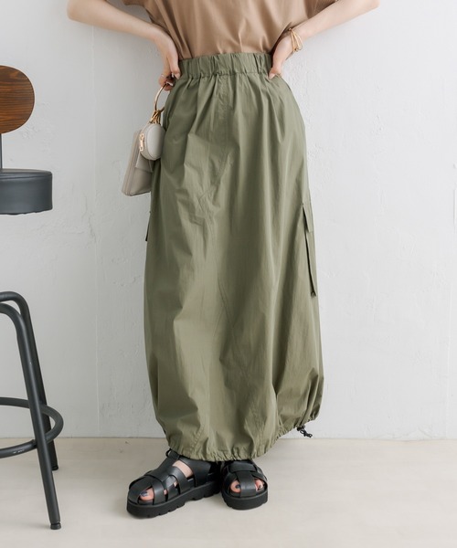 PUAL CE CIN（ピュアルセシン）の「【Du noir】カーゴバルーンスカート（スカート・レディース・ベージュ/カーキ・FREE）」の7枚目の写真