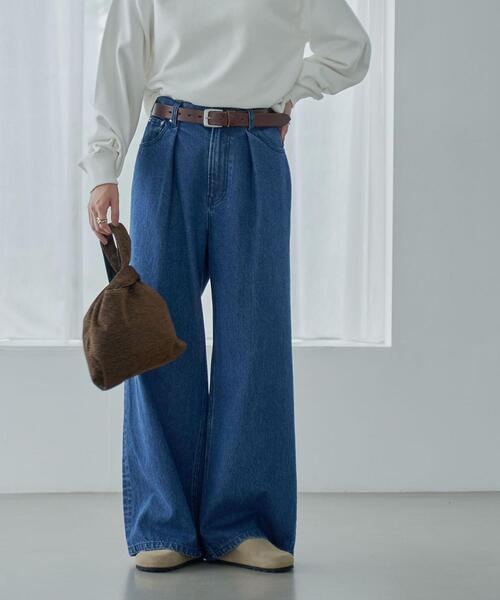 coen（コーエン）の「タックワイドデニムパンツ（デニムパンツ・レディース・ブラック/コバルトブルー・S/M/L）」の13枚目の写真