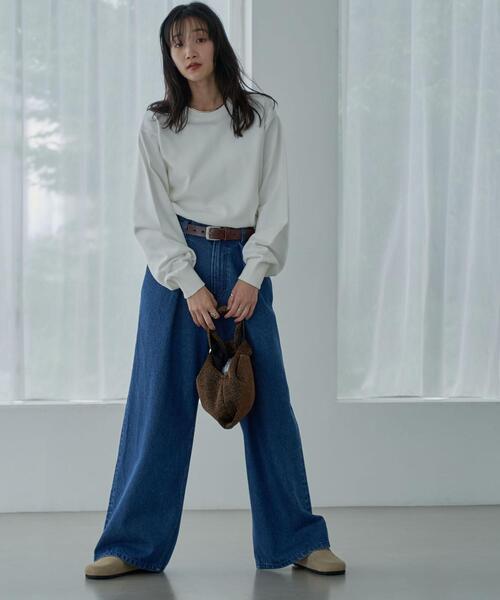 coen（コーエン）の「タックワイドデニムパンツ（デニムパンツ・レディース・ブラック/コバルトブルー・S/M/L）」の14枚目の写真