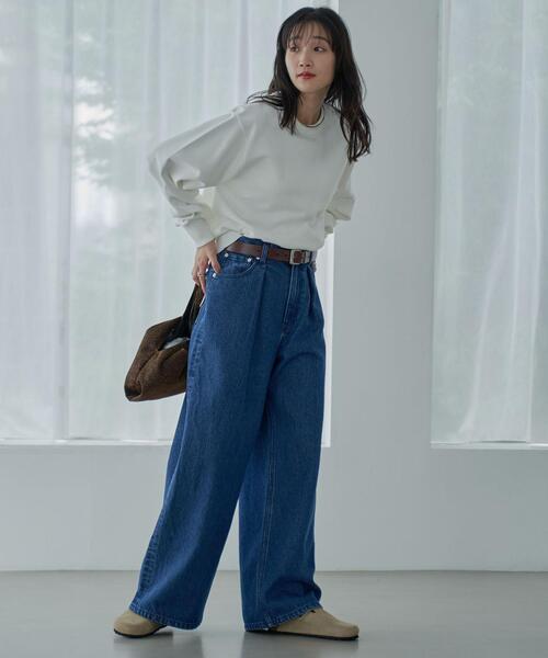 coen（コーエン）の「タックワイドデニムパンツ（デニムパンツ・レディース・ブラック/コバルトブルー・S/M/L）」の16枚目の写真