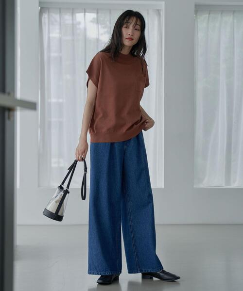 coen（コーエン）の「タックワイドデニムパンツ（デニムパンツ・レディース・ブラック/コバルトブルー・S/M/L）」の17枚目の写真