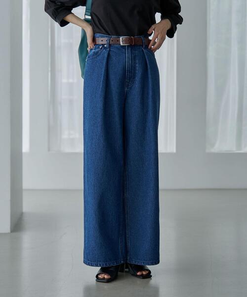 coen（コーエン）の「タックワイドデニムパンツ（デニムパンツ・レディース・ブラック/コバルトブルー・S/M/L）」の21枚目の写真