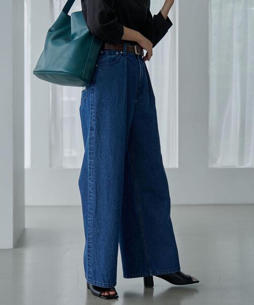 coen（コーエン）の「タックワイドデニムパンツ（デニムパンツ・レディース・ブラック/コバルトブルー・S/M/L）」の22枚目の写真