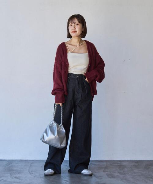 coen（コーエン）の「タックワイドデニムパンツ（デニムパンツ・レディース・ブラック/コバルトブルー・S/M/L）」の6枚目の写真