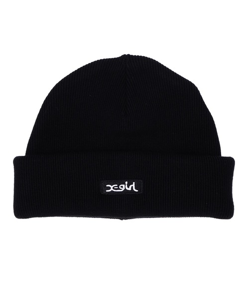 X-girl(エックスガール)の「BOX LOGO 3WAY KNIT CAP(ニットキャップ/ビーニー・レディース・ブラック/マルチ・ONE SIZE)」の2枚目の写真
