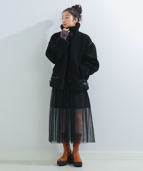 Ray BEAMS（レイビームス）の「Ray BEAMS / ボア ボマー ブルゾン（ブルゾン・レディース・オフホワイト/ブラック・1/0）」の10枚目の写真