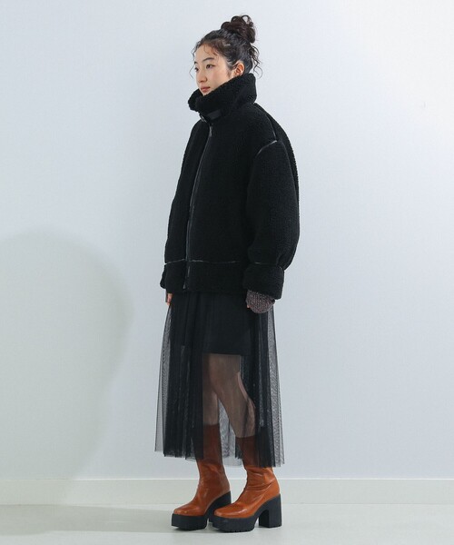 Ray BEAMS（レイビームス）の「Ray BEAMS / ボア ボマー ブルゾン（ブルゾン・レディース・オフホワイト/ブラック・1/0）」の12枚目の写真