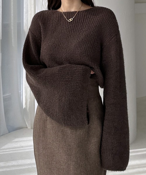 Louere（ルエレ）の「ボリュームフレアスリーブニット（ニット/セーター・レディース・ブラック/グレイッシュベージュ/アイボリー/ライトグレー/ダークブラウン・FREE/LARGE/MEDIUM）」の21枚目の写真