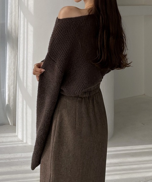 Louere（ルエレ）の「ボリュームフレアスリーブニット（ニット/セーター・レディース・ブラック/グレイッシュベージュ/アイボリー/ライトグレー/ダークブラウン・FREE/LARGE/MEDIUM）」の17枚目の写真